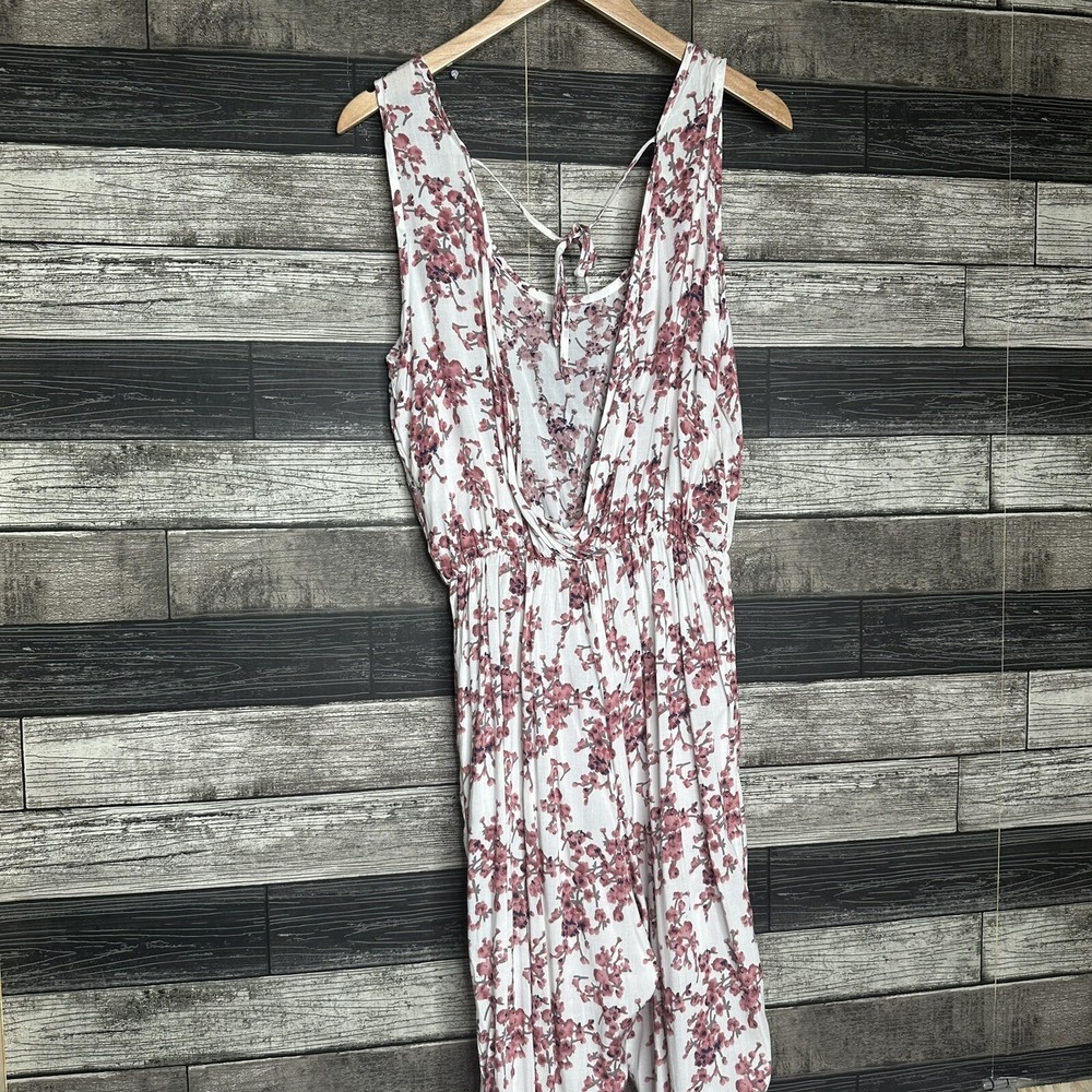 NEW Exist Jumpsuit Womens Size Large Ivory Floral Sleeveless Joggers Open Back - Picture 9 of 12